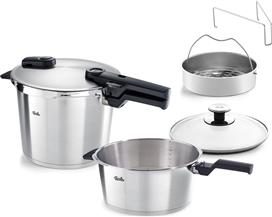 Fissler Vitaquick Premium Χύτρα Ταχύτητας Set Quattro 6lt και 3.5lt με Καλάθι Ατμού & Γυάλινο Καπάκι