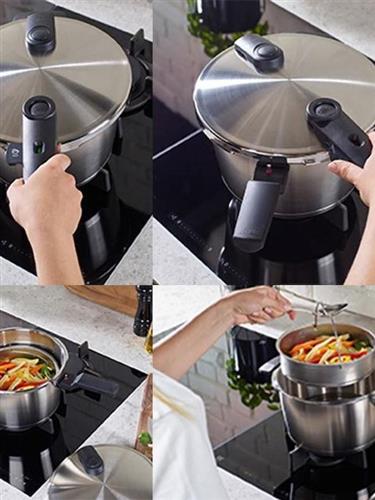Fissler Vitaquick Premium Χύτρα Ταχύτητας Set Quattro 8lt και 4lt με Καλάθι Ατμού & Γυάλινο Καπάκι