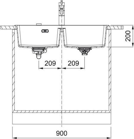 Franke Centro 620-39-39 Ένθετος Νεροχύτης από Συνθετικό Γρανίτη Μ86xΠ50cm Slate Grey