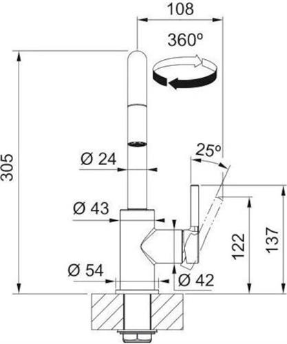 Franke Lina U Ντους HP Μπαταρία Κουζίνας Πάγκου Chrome
