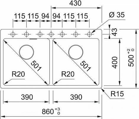 Franke Maris Centro 620-39-39 FTL Ένθετος Νεροχύτης από Συνθετικό Γρανίτη Μ86xΠ50cm Oatmeal