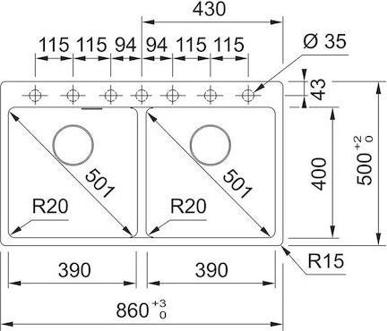 Franke Maris Centro 620-39-39 FTL Ένθετος Νεροχύτης από Συνθετικό Γρανίτη Μ86xΠ50cm Oatmeal