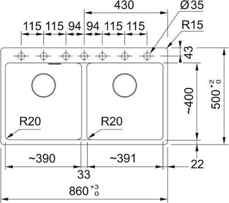 Franke Maris Centro 620-39-39 FTL Ένθετος Νεροχύτης από Συνθετικό Γρανίτη Μ86xΠ50cm Oyster