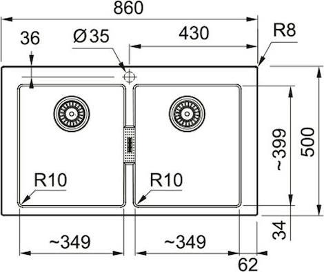 Franke Sirius 2 620 86x50 Polar White