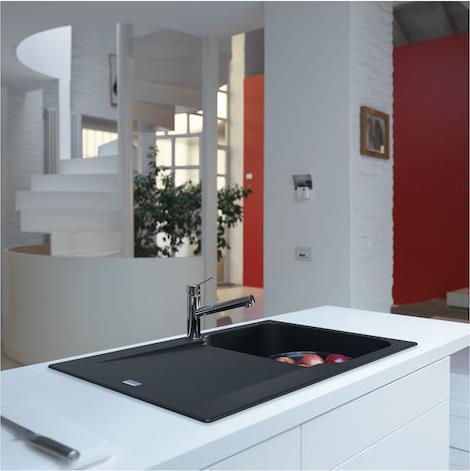 Franke Tectonite Kite Kid 611-86 Ένθετος Νεροχύτης από Συνθετικό Γρανίτη Μ86xΠ50cm Μαύρος