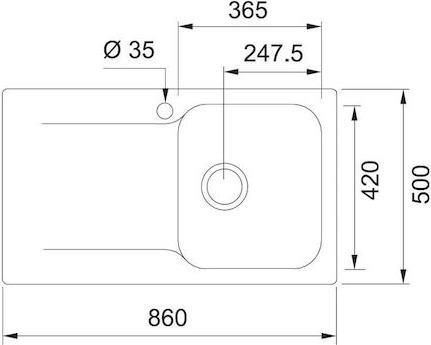 Franke Tectonite Kite Kid 611-86 Ένθετος Νεροχύτης από Συνθετικό Γρανίτη Μ86xΠ50cm Μαύρος