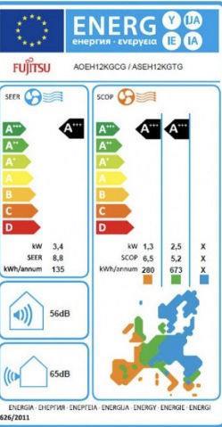 Fujitsu Designer KG Series ASEH12KGTG/AOEH12KGCG Κλιματιστικό Inverter 12000 BTU A+++/A+++ με WiFi