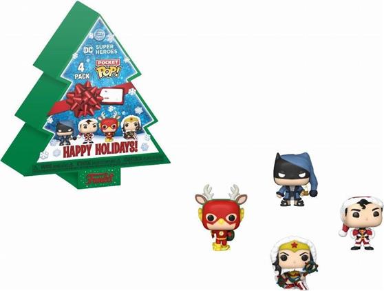 Funko Pocket Pop! Heroes: DC Super Heroes-Holiday Christmas Tree 4-Pack