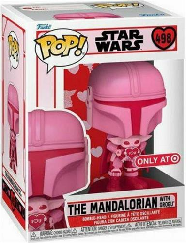 Funko Pop! Star Wars-Valentines The Mandalorian with Grogu 498 Bobble-Head Special Edition Exclusive