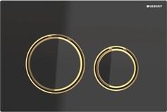 Geberit Sigma 21 Πλακέτα για Καζανάκια Διπλής Λειτουργίας Μαύρο Γυαλί-Ορείχαλκος 115.652.SJ.1