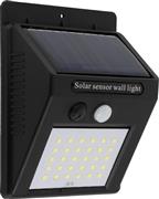 GloboStar Στεγανό Ηλιακό Φωτιστικό Επιτοίχιας Τοποθέτησης IP65 με Ανιχνευτή Κίνησης Μαύρο 71500