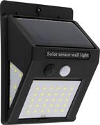 GloboStar Στεγανό Ηλιακό Φωτιστικό Επιτοίχιας Τοποθέτησης IP65 με Ανιχνευτή Κίνησης Μαύρο 71501