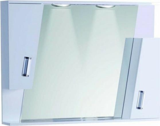 Gloria Fino Creso II Ορθογώνιος Καθρέπτης Μπάνιου από Πλαστικό με Ντουλάπι, Ράφι & Υποδοχή Λαμπτήρα 100x70cm Λευκός