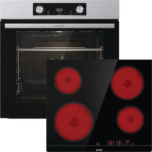Gorenje BO6737E02X + ECT41SC Φούρνος άνω Πάγκου 77lt με Κεραμικές Εστίες Π60cm Inox