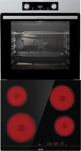 Gorenje BO6737E02X + ECT41SC Φούρνος άνω Πάγκου 77lt με Κεραμικές Εστίες Π60cm Inox