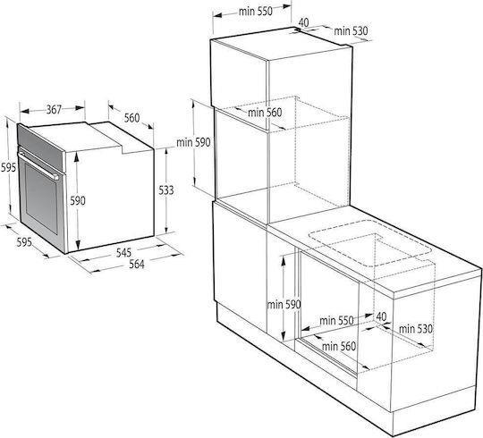 Gorenje BPS6737E14X Φούρνος άνω Πάγκου 77lt Inox