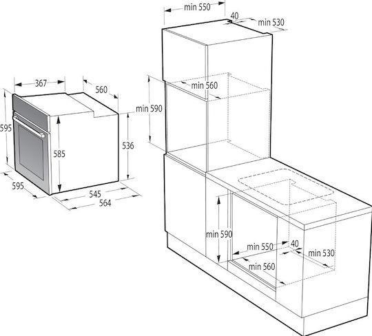 Gorenje BSA6747A04BGWI Φούρνος άνω Πάγκου 77lt Μαύρος