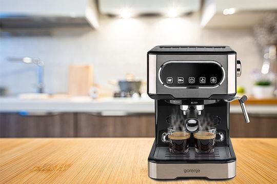 Gorenje ESCM15DBK Ημιαυτόματη Μηχανή Espresso 1100W Πίεσης 15bar Ασημί