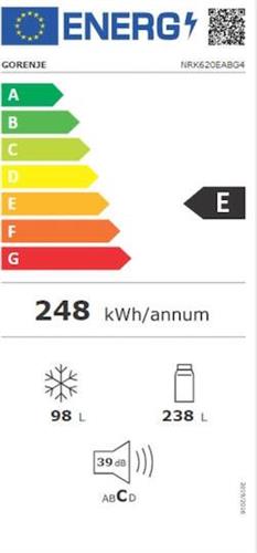 Gorenje NRK620EABG4 Ψυγειοκαταψύκτης 336lt NoFrost Υ200.4xΠ59.5xΒ59cm Μαύρος
