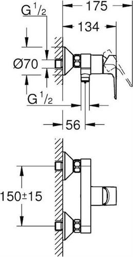Grohe Bauloop New Μπαταρία Μπανιέρας Ασημί 23633001