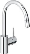 Grohe Concetto Ψηλή Μπαταρία Κουζίνας Πάγκου με Ντουζ και Σπιράλ Ασημί 32663003