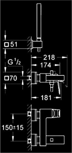 Grohe Eurocube Αναμεικτική Μπαταρία Μπανιέρας Πλήρες Σετ Ασημί 23141000