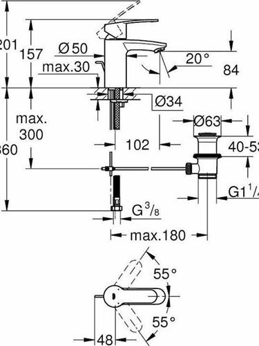 Grohe Eurostyle Cosmopolitan Αναμεικτική Μπαταρία Νιπτήρα Ασημί 33552002