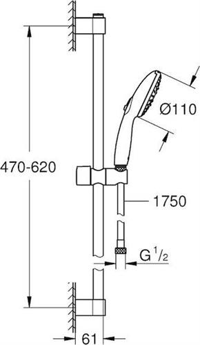 Grohe Tempesta 110 Στήλη Ντουζ χωρίς Μπαταρία Ασημί 27644003