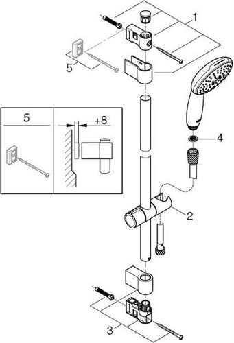 Grohe Tempesta 110 Στήλη Ντουζ χωρίς Μπαταρία Ασημί 27644003