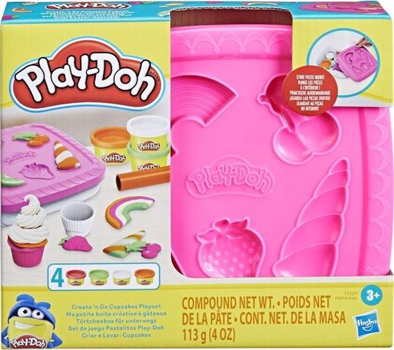 Hasbro Play-Doh Πλαστελίνη-Παιχνίδι Create and Go Cupcakes για 3+ Ετών 4τμχ F7527