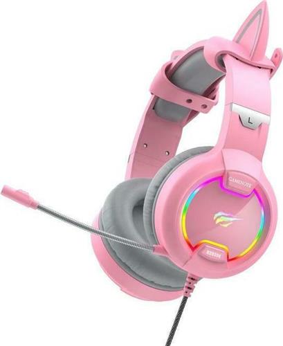 Havit H2233d Over Ear Gaming Headset με σύνδεση 2x3.5mm-USB Ροζ 21.05.0082