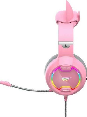 Havit H2233d Over Ear Gaming Headset με σύνδεση 2x3.5mm-USB Ροζ 21.05.0082