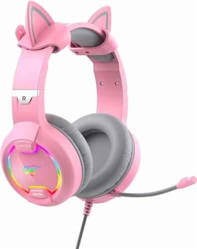 Havit H2233d Over Ear Gaming Headset με σύνδεση 2x3.5mm-USB Ροζ 21.05.0082