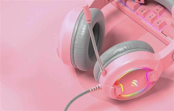 Havit H2233d Over Ear Gaming Headset με σύνδεση 2x3.5mm-USB Ροζ 21.05.0082
