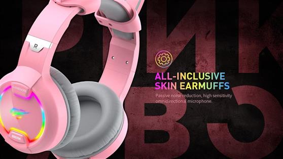 Havit H2233d Over Ear Gaming Headset με σύνδεση 2x3.5mm-USB Ροζ 21.05.0082