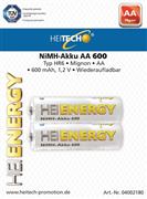 Heitech Heienergy Επαναφορτιζόμενες Μπαταρίες AA Ni-MH 600mAh 1.2V Σετ 2τμχ 04002180