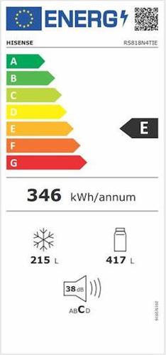 Hisense RS818N4TIE Ψυγείο Ντουλάπα 632lt Total NoFrost Υ179xΠ91xΒ73cm Inox