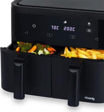 HKoenig FRY900 Φριτέζα Αέρος με Διπλό Αποσπώμενο Κάδο 9lt Μαύρη