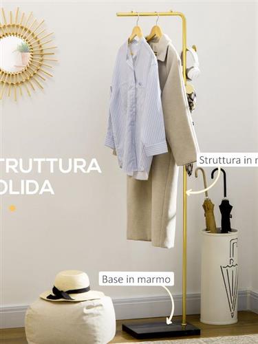 HomCom Καλόγερος Μεταλλικός Χρυσό και Μαύρο 35x25x170cm 837-296V00GD