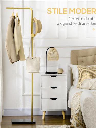 HomCom Καλόγερος Μεταλλικός Χρυσό και Μαύρο 35x25x170cm 837-296V00GD