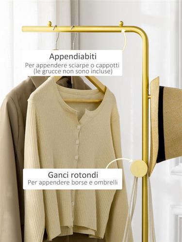 HomCom Καλόγερος Μεταλλικός Χρυσό και Μαύρο 35x25x170cm 837-296V00GD