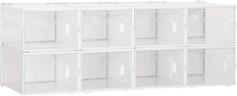 HomCom Πλαστική Παπουτσοθήκη με 8 Ράφια Λευκή 112x36x42cm 850-174