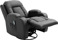 HomCom Πολυθρόνα Relax Massage από Δερματίνη Μαύρο 700-050V92BK