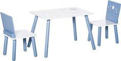 HomCom Σετ Παιδικό Τραπέζι με Καρέκλες από Ξύλο Λευκό-Μπλε 3τμχ 312-035