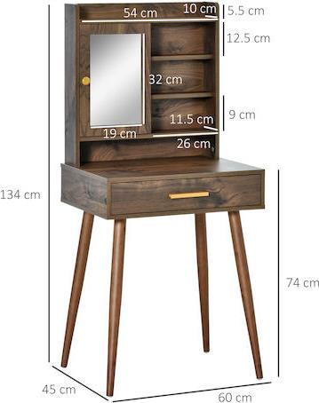 HomCom Τουαλέτα Κρεβατοκάμαρας Ξύλινη 60x45x134cm 831-456
