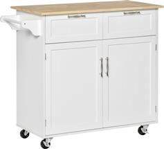 HomCom Τρόλεϊ Κουζίνας Ξύλινο Λευκό 6 Θέσεων 104x46x91cm 801-203