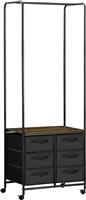 HomCom Τροχήλατη Κρεμάστρα Δαπέδου από Μέταλλο σε Μαύρο Χρώμα 63.5x40x172.5cm 850-167