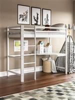 HomeMarkt Akron Παιδικό Κρεβάτι Μονό με Γραφείο Λευκό για Στρώμα 90x190cm HM702.03