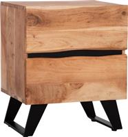 HomeMarkt Alicia Κομοδίνο Ξύλινο με Μεταλλικά Πόδια Μπεζ 45x35x56cm HM8360.21