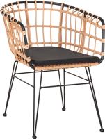 HomeMarkt Allegra Πολυθρόνα Εξωτερικού Χώρου Rattan Μαύρο-Μπεζ με Μαξιλάρι 58x61x81cm HM5456.11